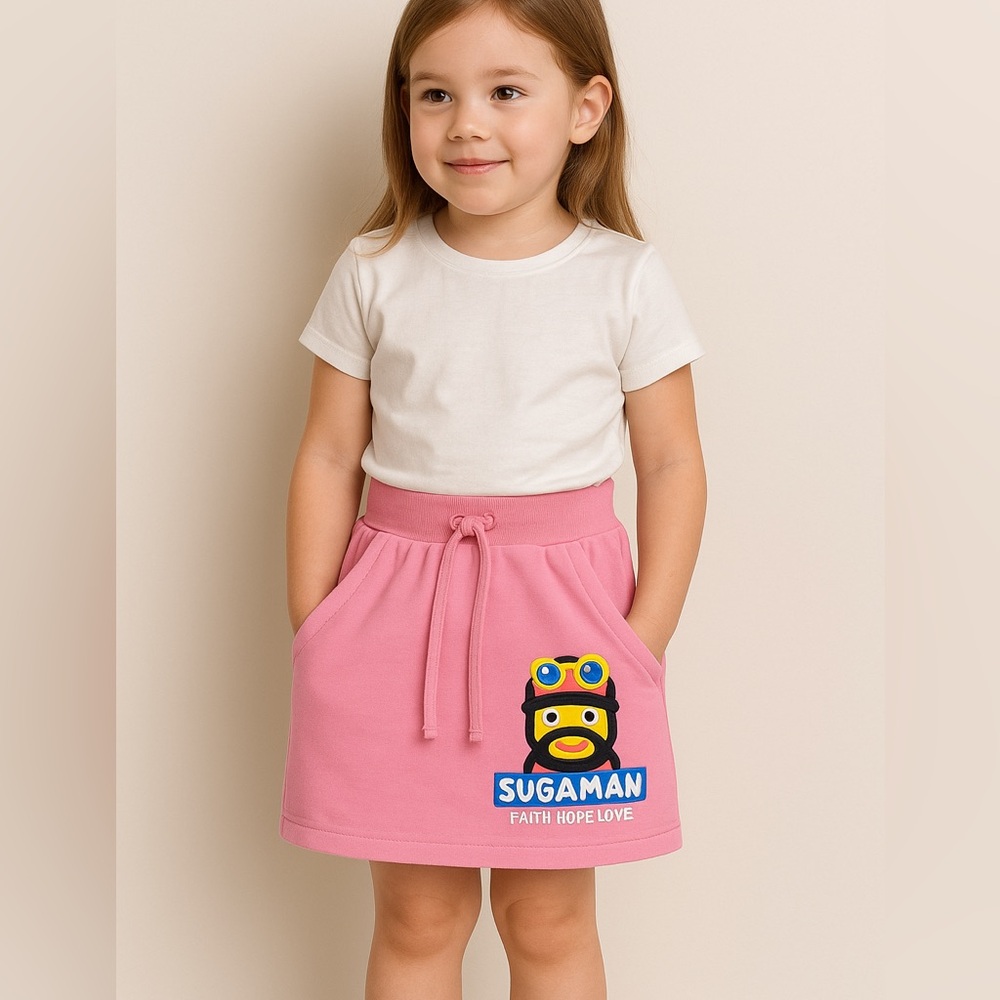 • Sugarman Limited Edition • Girls Mini Skirt Pink Logo Faith, Love, Hope Small